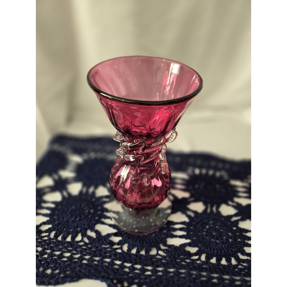 Unique Victorian Stevens And Williams Art Glass‎ Vase Cranberry Spiral
